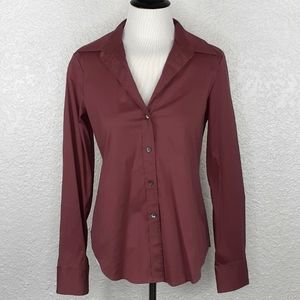Theory Burgundy Button Down Top Size Medium